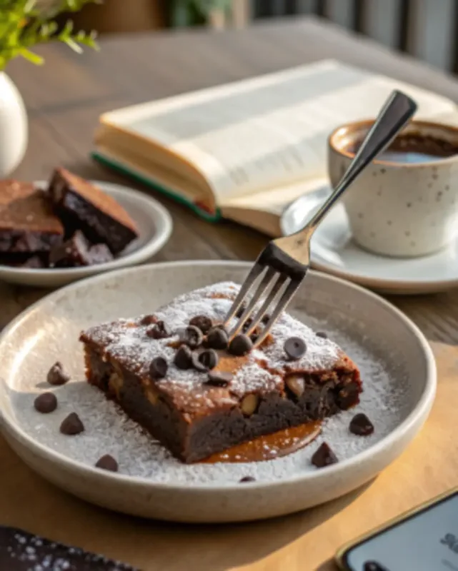 air fryer brownie with chocolate chips Air fryer brownie with chocolate chips inside air fryer basket