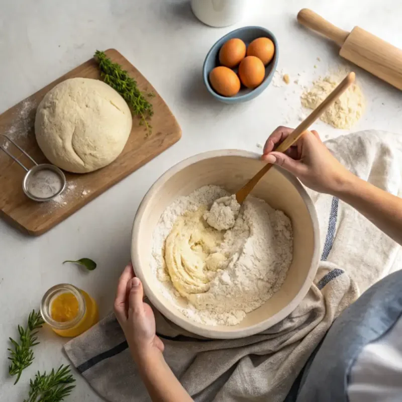 air fryer bread mixing dough for air fryer bread