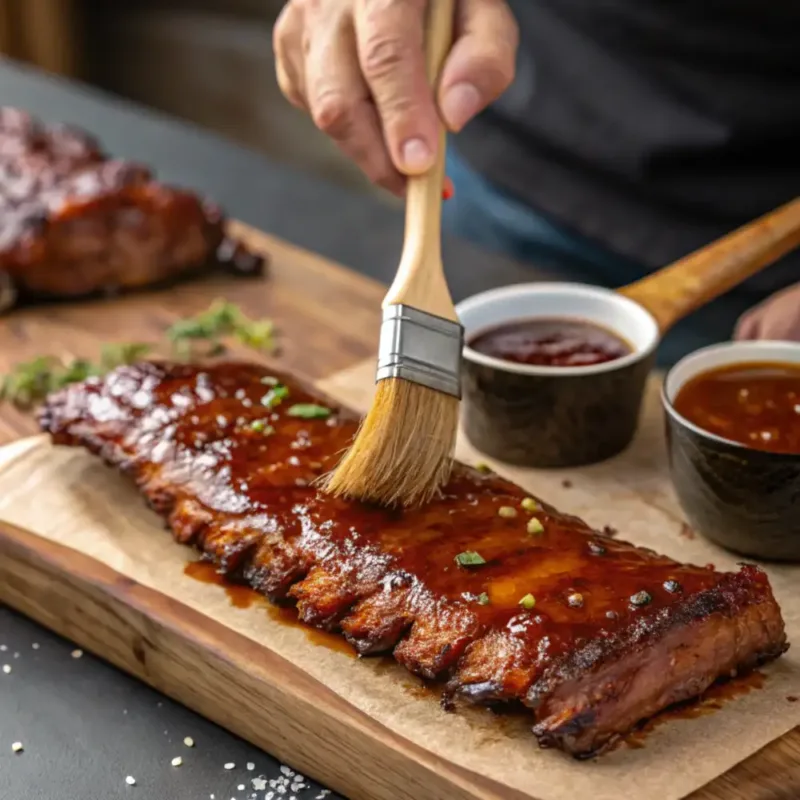 Saucing air fryer ribs