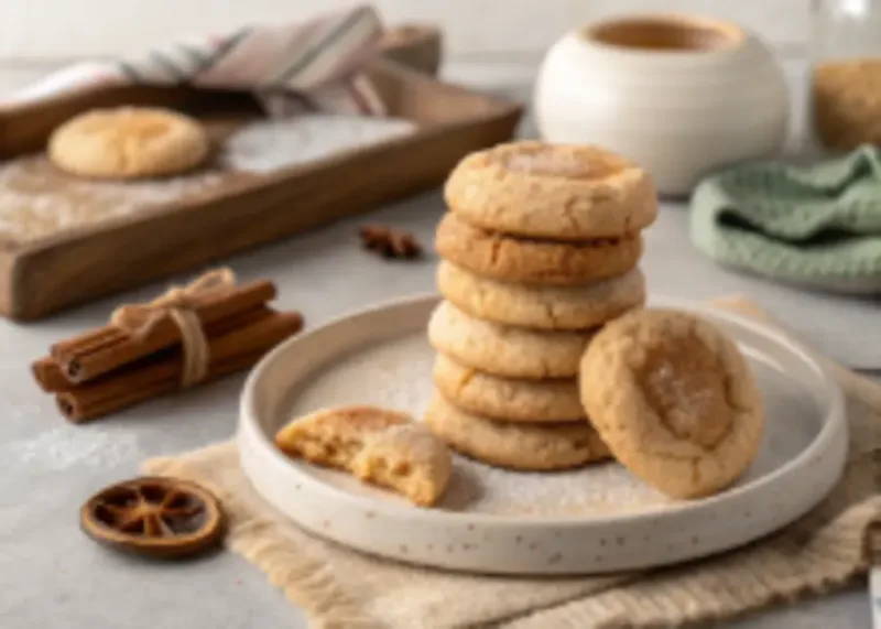 Winter Cookies Soft cinnamon sugar winter cookies stacked on a plate