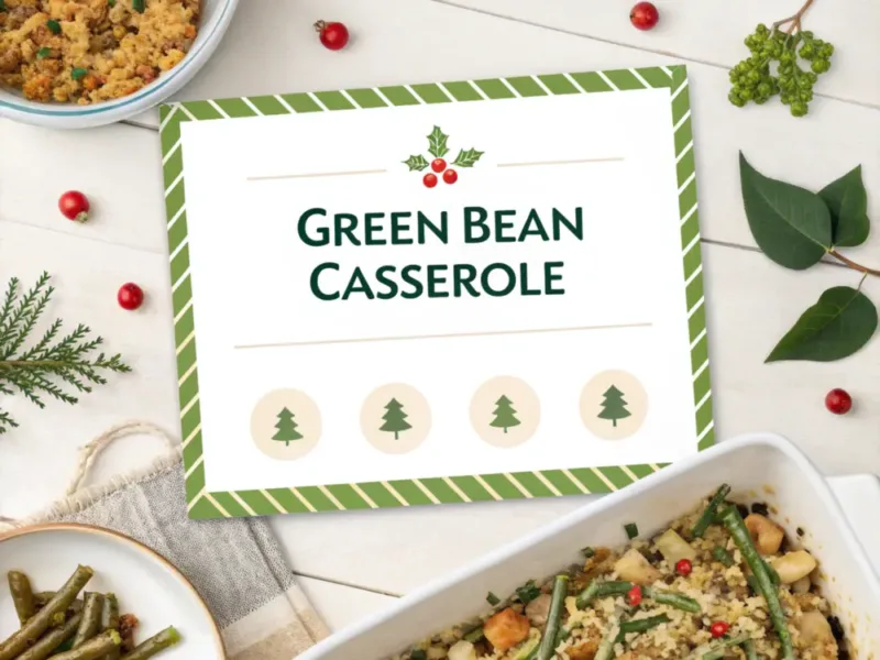 green bean casserole “Green bean casserole recipe card”