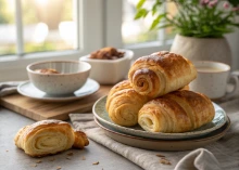 Air fryer croissant rolls golden and flaky
