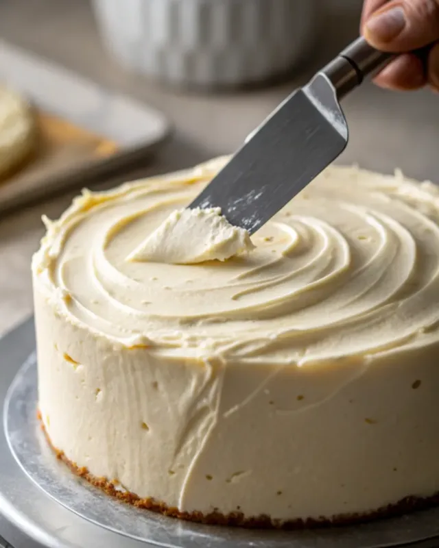 Air Fryer Red Velvet Cake Red velvet cake baking in a small round pan inside an air fryer basket