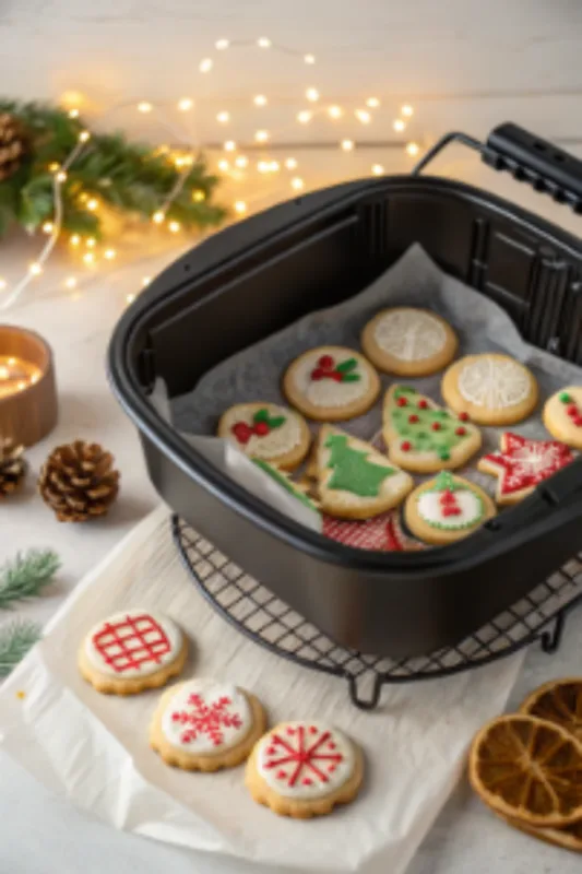 Decorating air fryer Christmas cookies