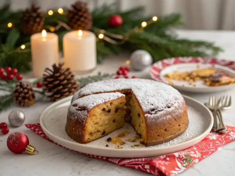 Air Fryer Christmas Cake “Sliced air fryer Christmas cake ready to serve”