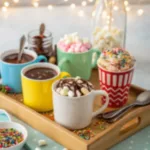 hot chocolate bar hot chocolate bar with mugs and toppings on a cozy table