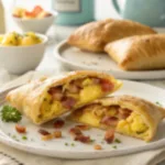 puff pastry breakfast Puff pastry breakfast filled with eggs, bacon, hashbrowns, and melted cheese