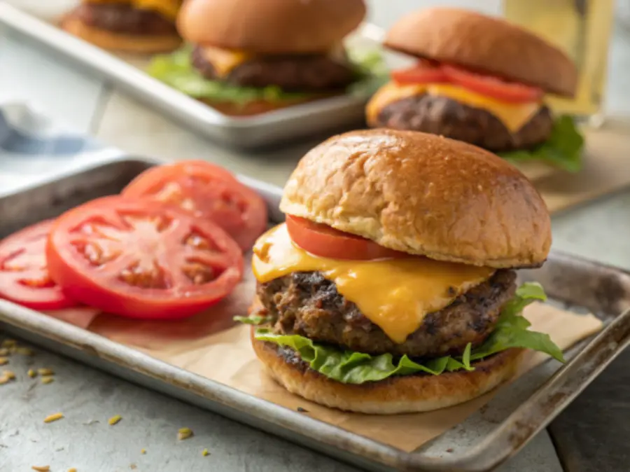Air fryer hamburgers air fryer hamburgers juicy burger with melted cheddar