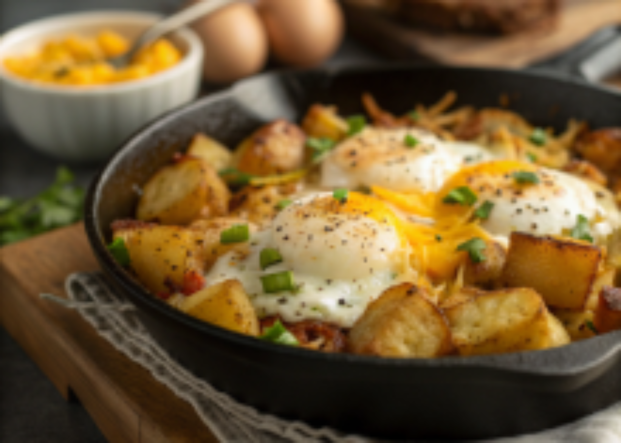 Hash brown casserole breakfast Hash brown casserole breakfast sliced with melted cheese