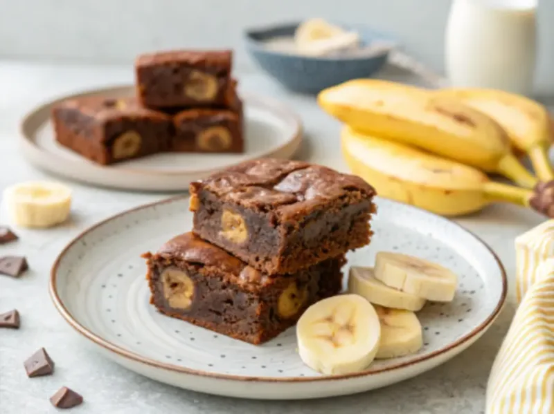 air fryer brownie with banana Air fryer brownie with banana baking evenly in a small pan