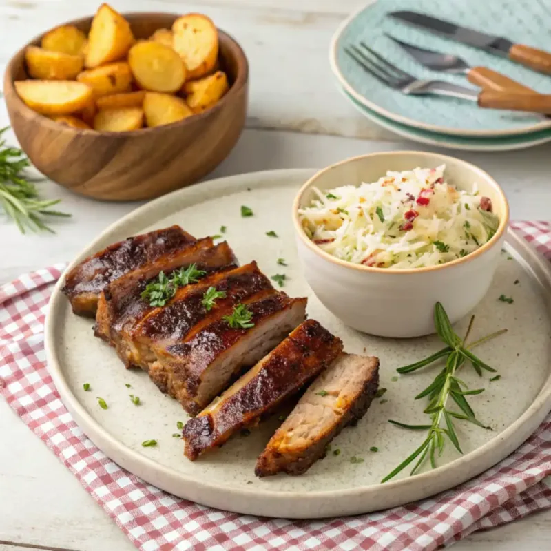 Air fryer ribs served on plate