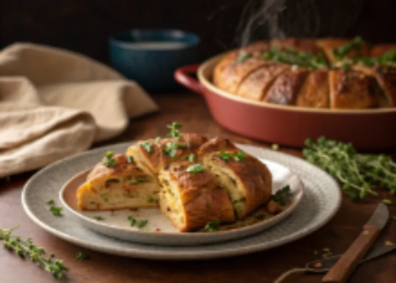 croissant breakfast casserole serving croissant breakfast casserole