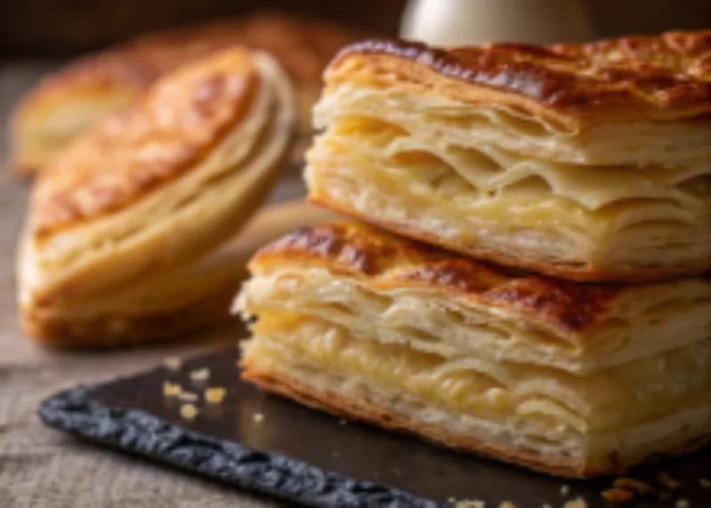 puff pastry breakfast Flaky layers of puff pastry breakfast pastry close-up