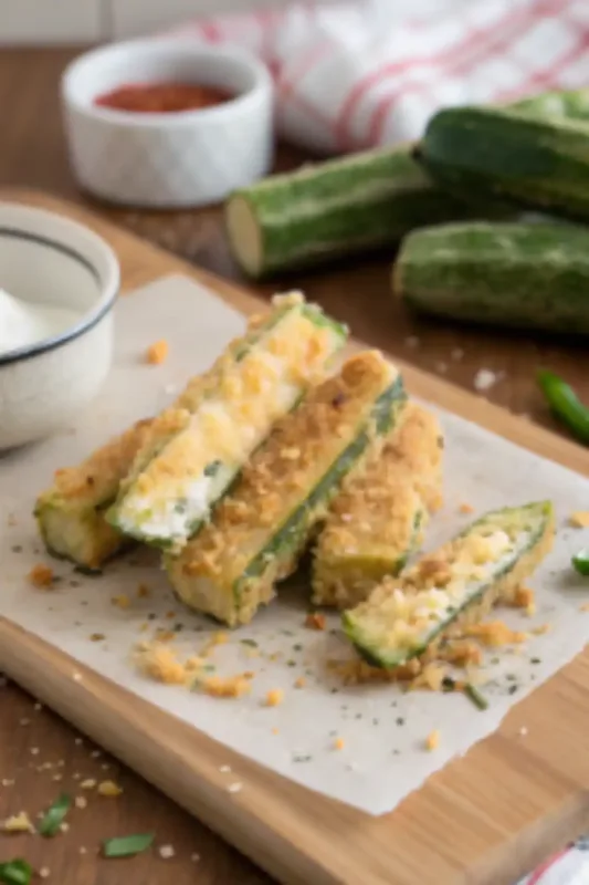 air fryer zucchini fries Close-up of crunchy zucchini fries texture
