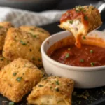 air fryer toasted ravioli Air fryer toasted ravioli served crispy with marinara sauce