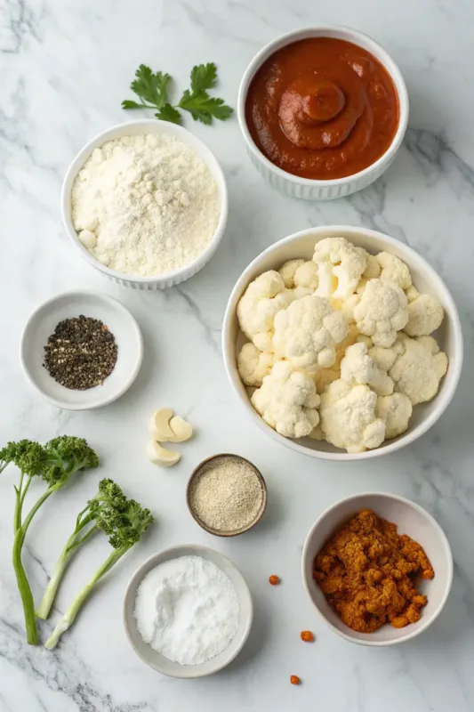 Air Fryer Buffalo Cauliflower ingredients for air fryer buffalo cauliflower