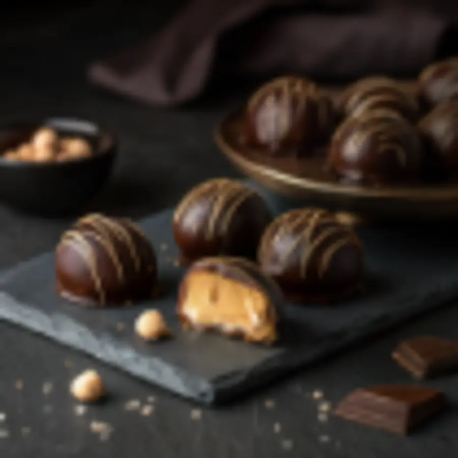 peanut butter balls Peanut butter balls stacked on a plate