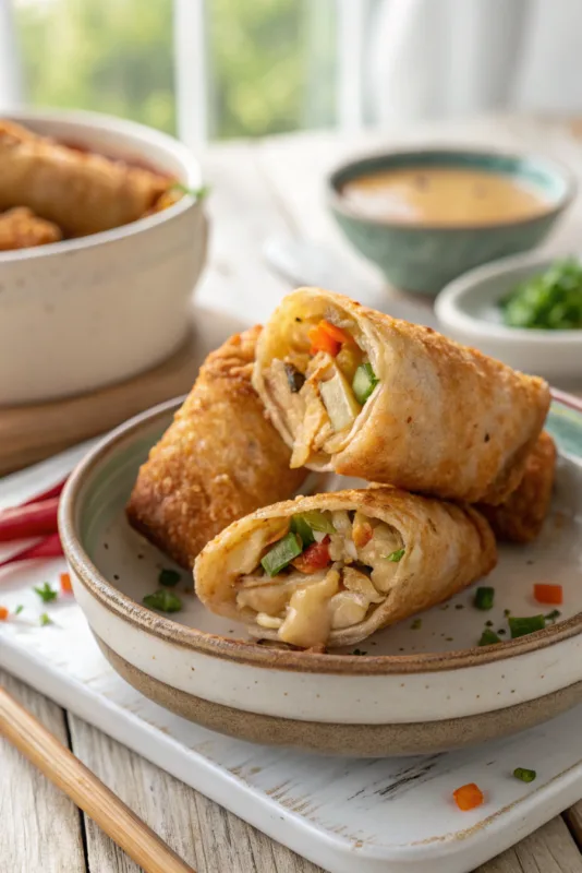 Air Fryer Chicken Egg Rolls Close-up of crispy air fryer chicken egg roll wrapper
