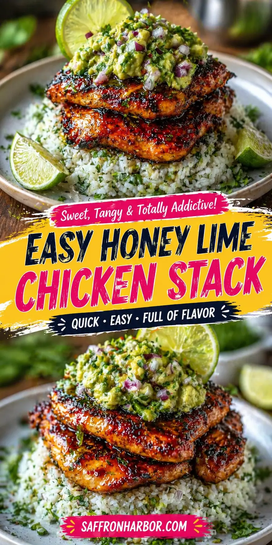 Honey Lime Chicken and Avocado Stack –