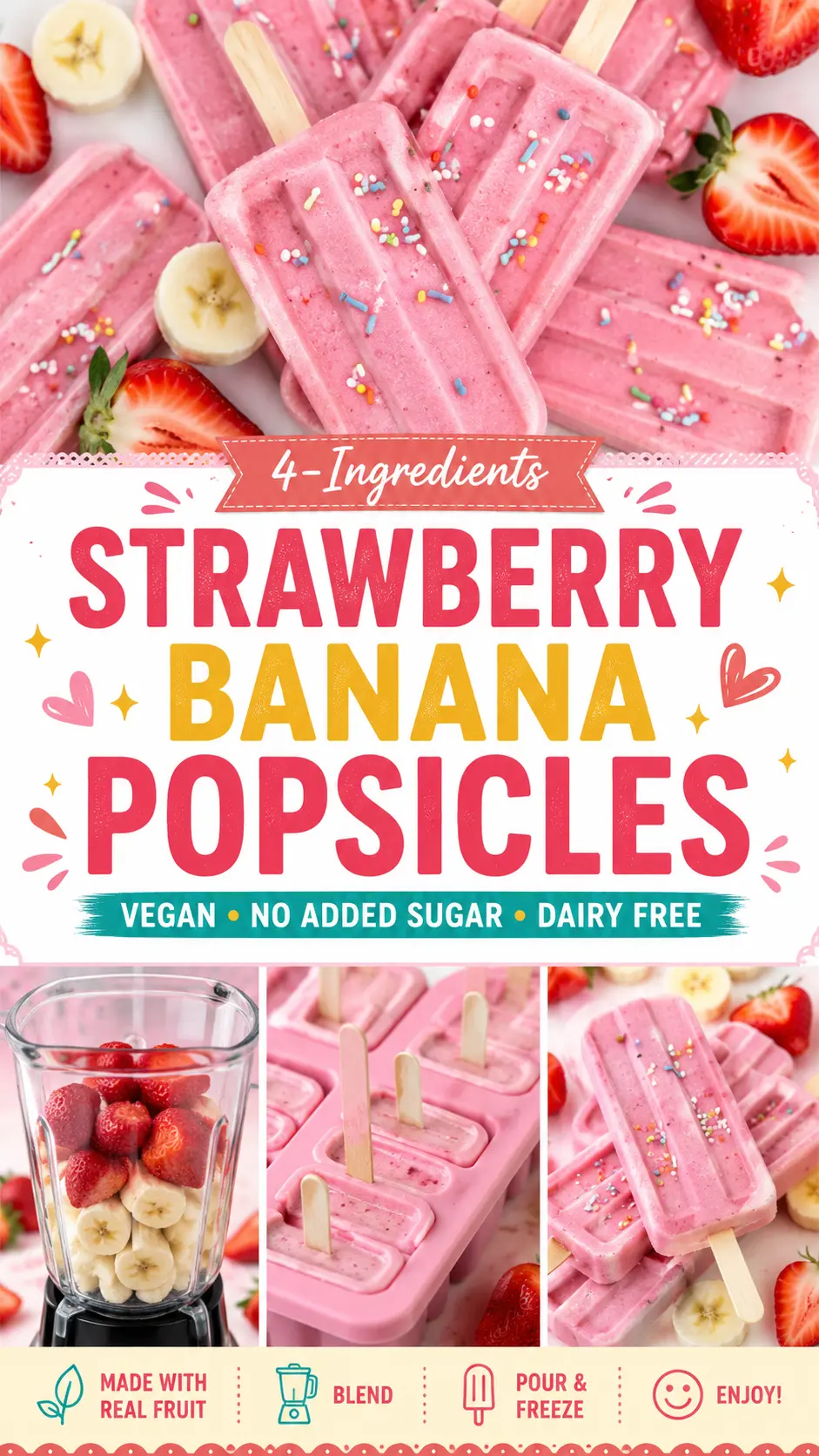 Strawberry Banana Popsicles