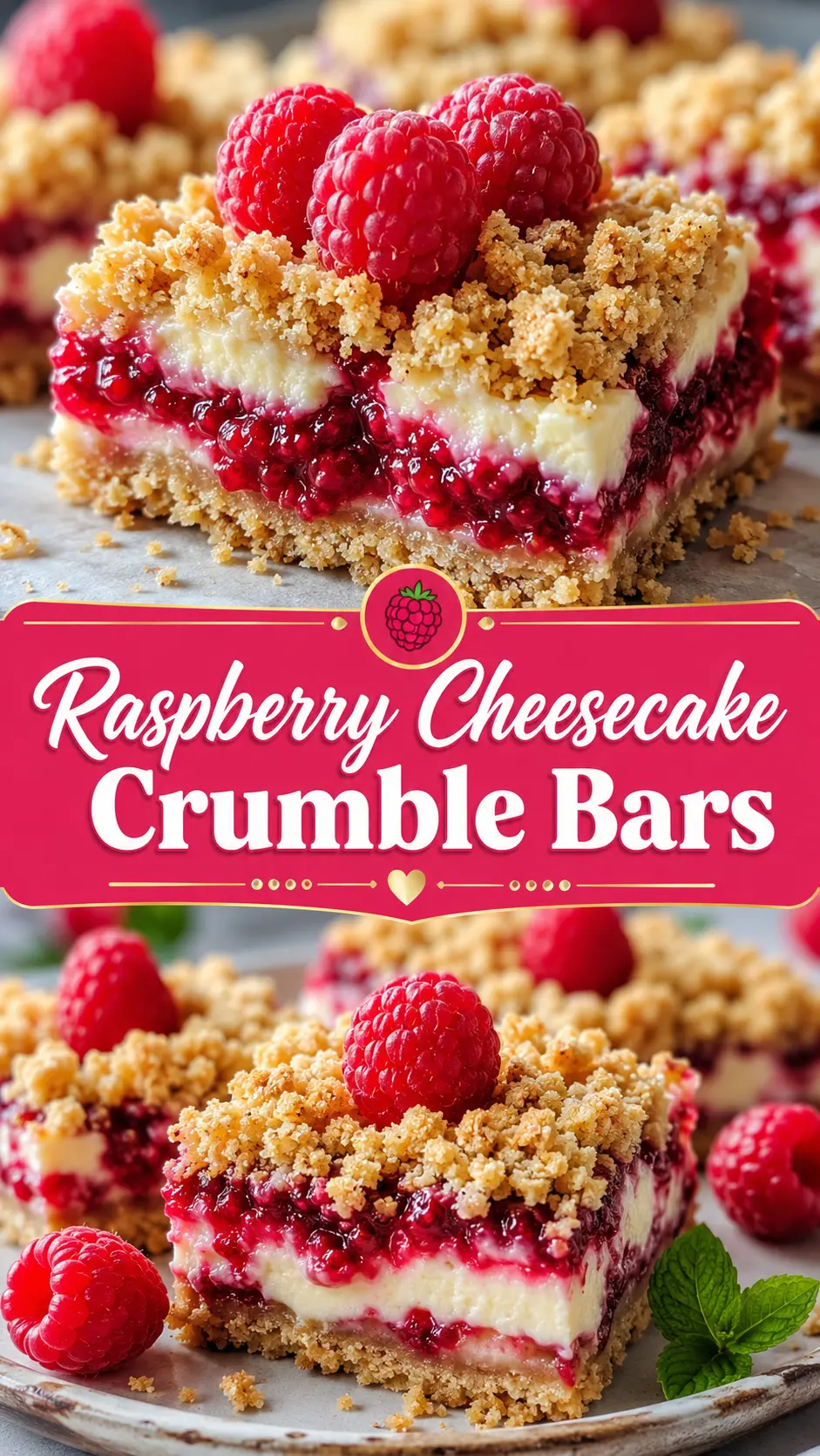 Raspberry Cheesecake Crumble Bars T