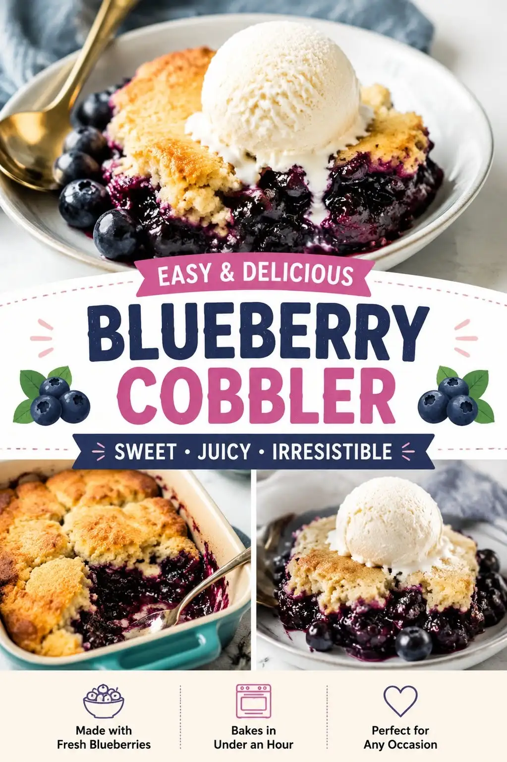 Blueberry Cobbler: The Best Easy Homemade Dessert with Fresh or Frozen Blueberries