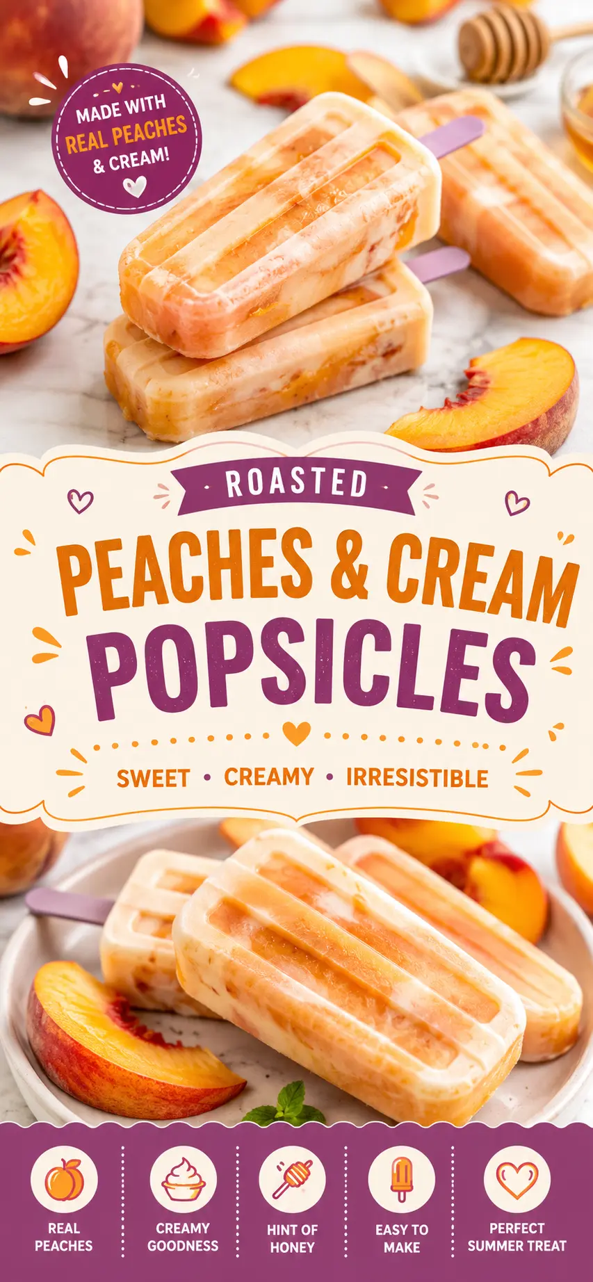 Peach Popsicles With Creamy Honey