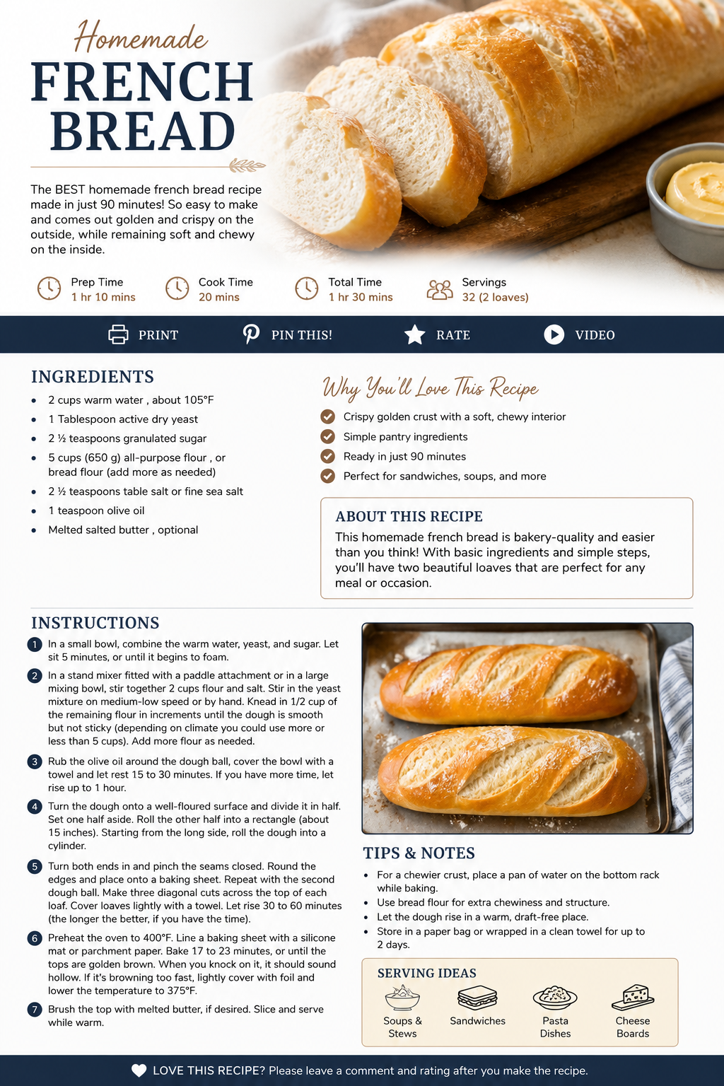 French Bread Recipe – Soft, Crispy, and Easy Homemade French Bread