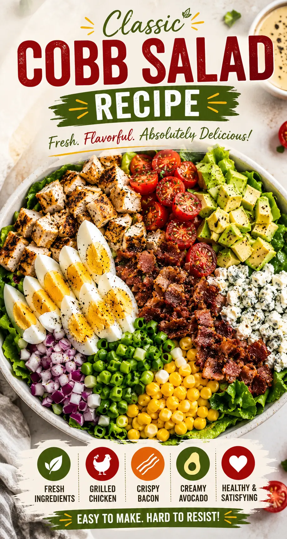 Cobb Salad Recipe (Classic American Salad With Bold Flavors)