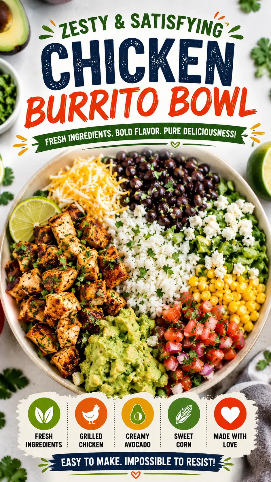 Chicken Burrito Bowl – The Best Easy Chicken Burrito Bowl Recipe