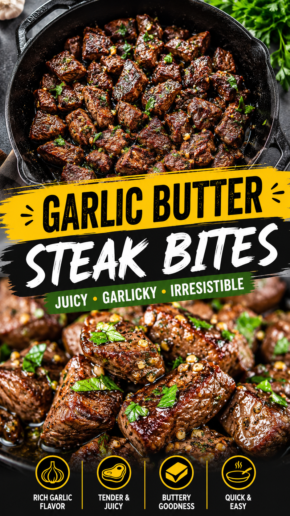 Garlic Butter Steak Bites – The Best Juicy Skillet Steak Recipe