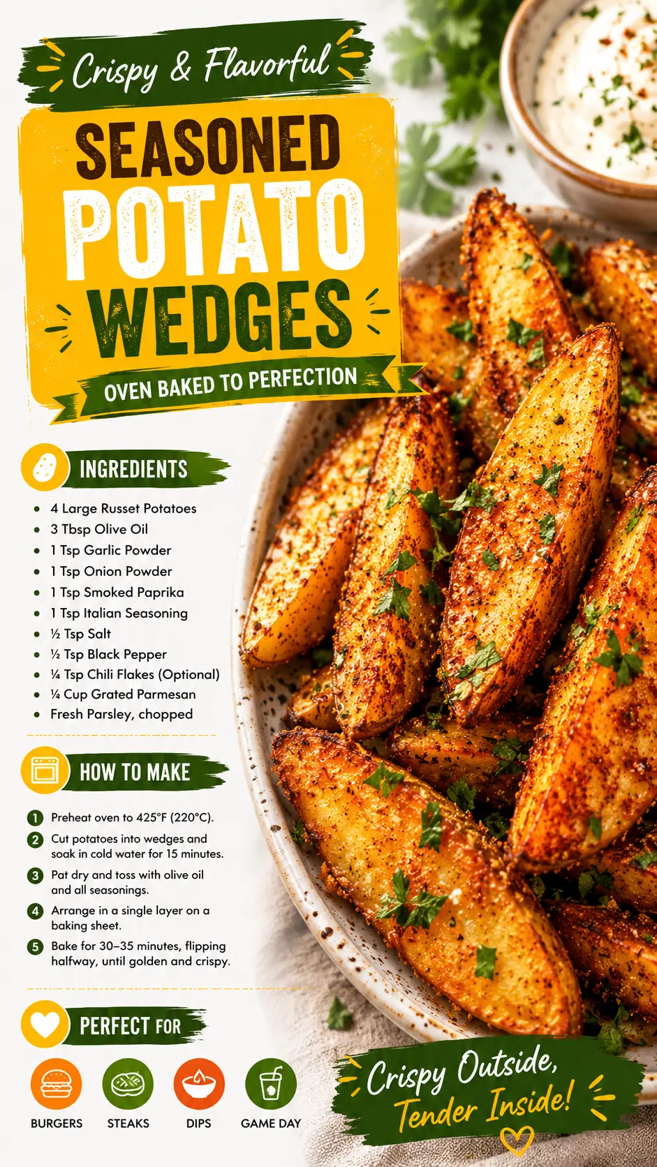 Crispy Potato Wedges – The Best Oven-Baked Potato Wedges You'll Ever Make