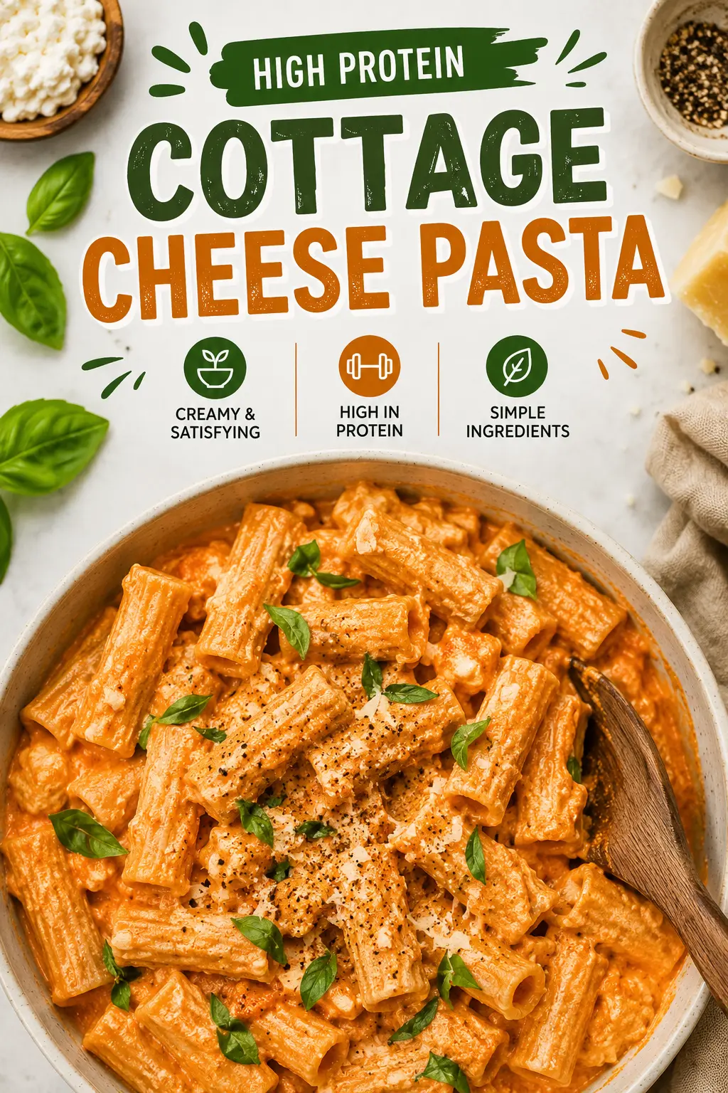 Creamy Cottage Cheese Pasta (High-Protein 30-Minute Dinner)