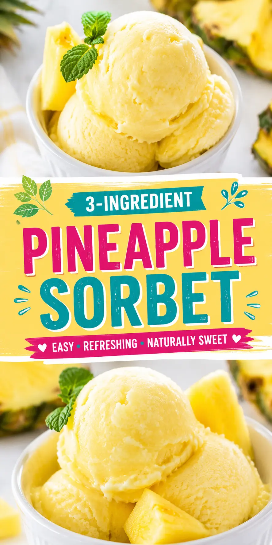 Pineapple Sorbet That Tastes Bright, Refreshing, and Naturally Sweet