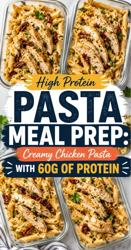 High Protein Pasta Meal Prep: Creamy Chicken Pasta with 60g of Protein
