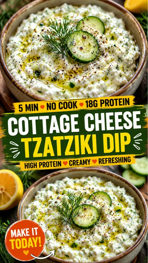 Cottage Cheese Tzatziki Cottage Cheese Tzatziki: The Creamy High-Protein Greek Dip You'll Make Again and Again